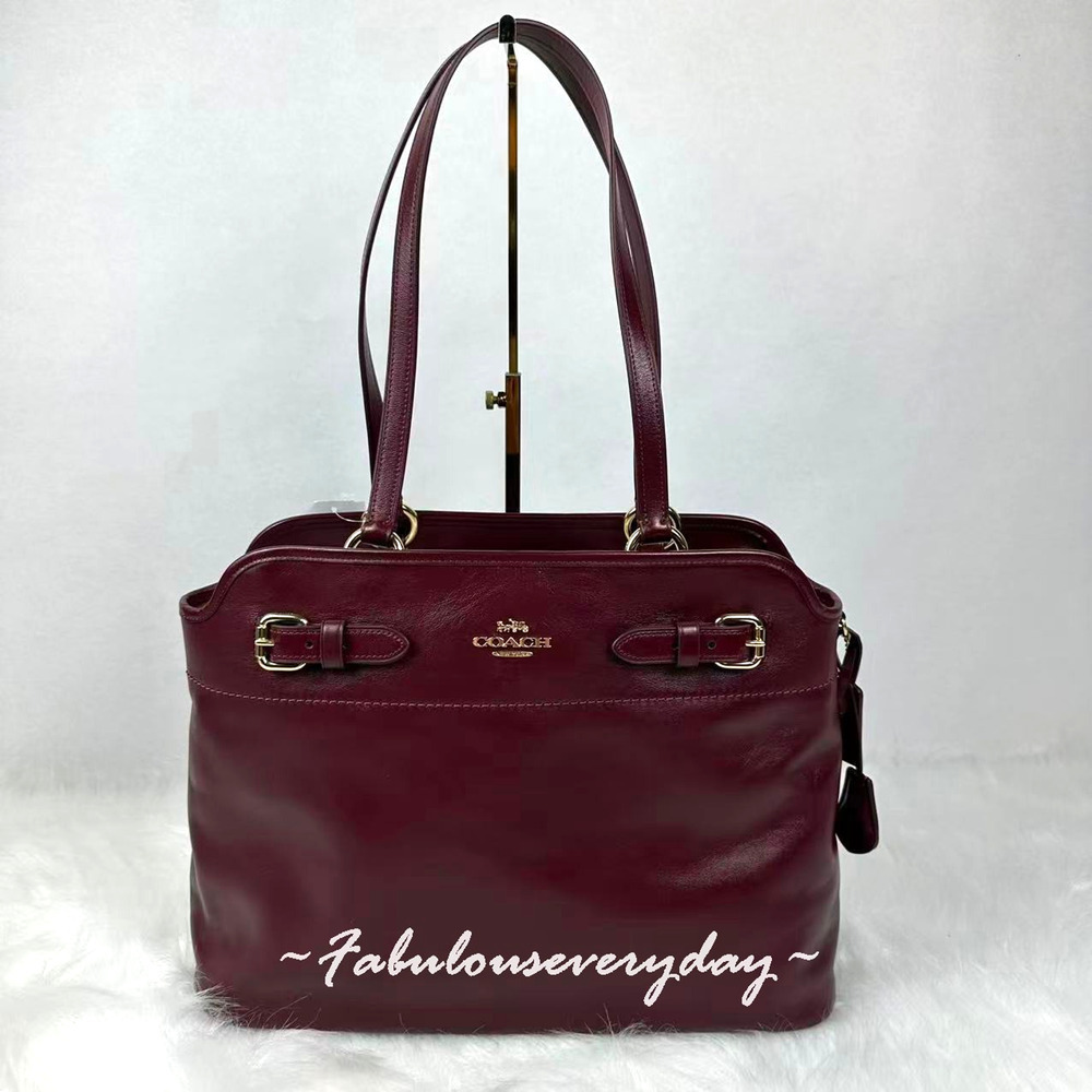 Coach Easton Tote Bag Shoulder Bag In Leather/Gold/Dark Wine CCZ07 NWT